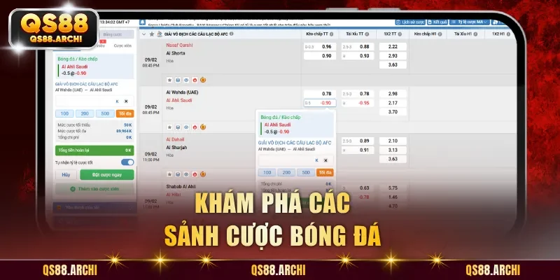 Khám phá các sảnh cược bóng đá