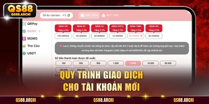 Quy trình giao dịch cho tài khoản mới